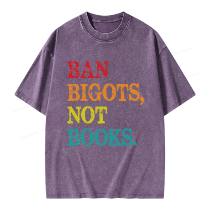 Pagewings Ban Bigots Not Books Unisex Washed T-shirt