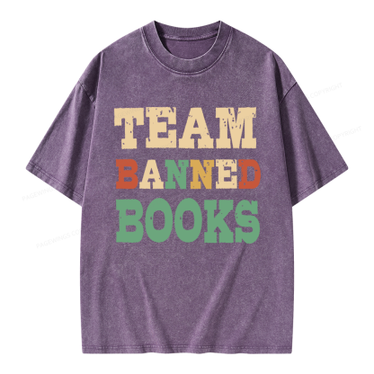 Pagewings Funny Team Banned Books Unisex Washed T-shirt