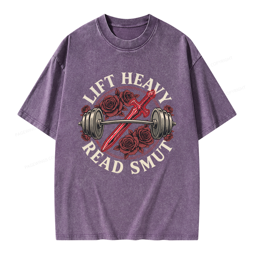 Pagewings Lift Heavy Read Smut Unisex Washed T-shirt