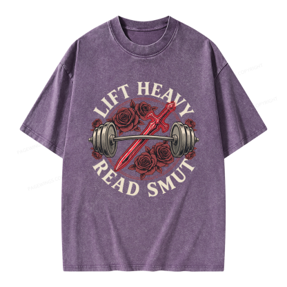 Pagewings Lift Heavy Read Smut Unisex Washed T-shirt