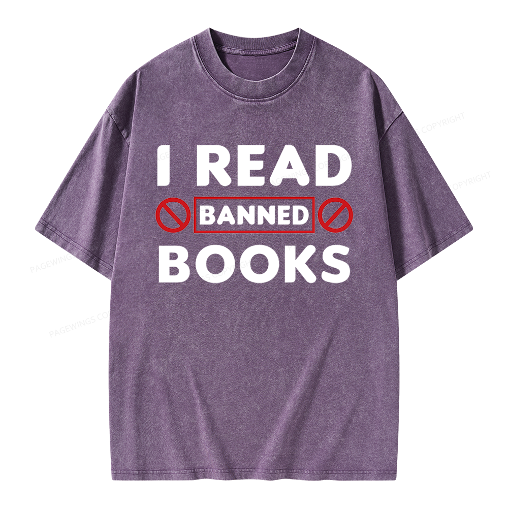 Pagewings I Read Banned Books Unisex Washed T-shirt