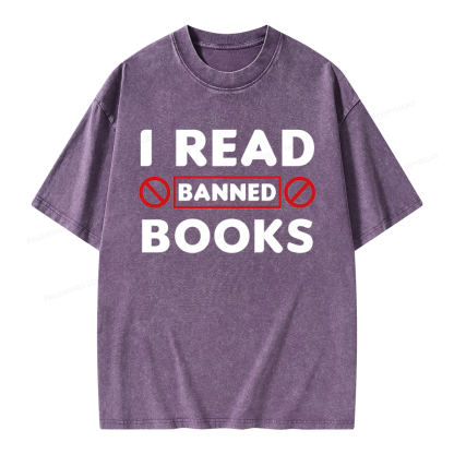 Pagewings I Read Banned Books Unisex Washed T-shirt