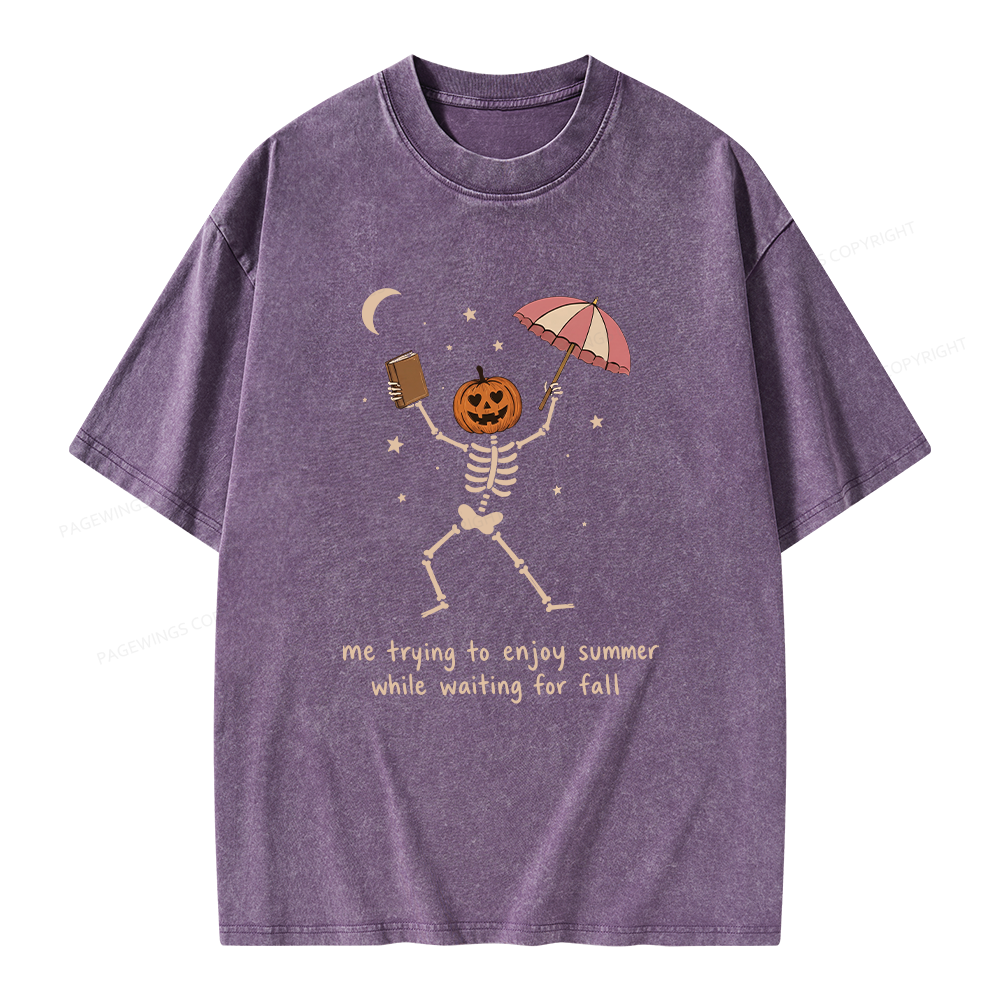 Pagewings Waiting For Fall Unisex Washed T-shirt