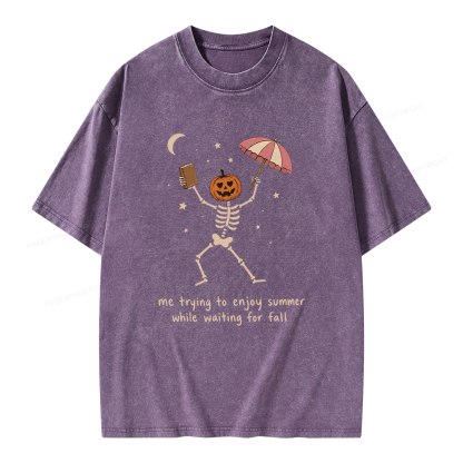 Pagewings Waiting For Fall Unisex Washed T-shirt