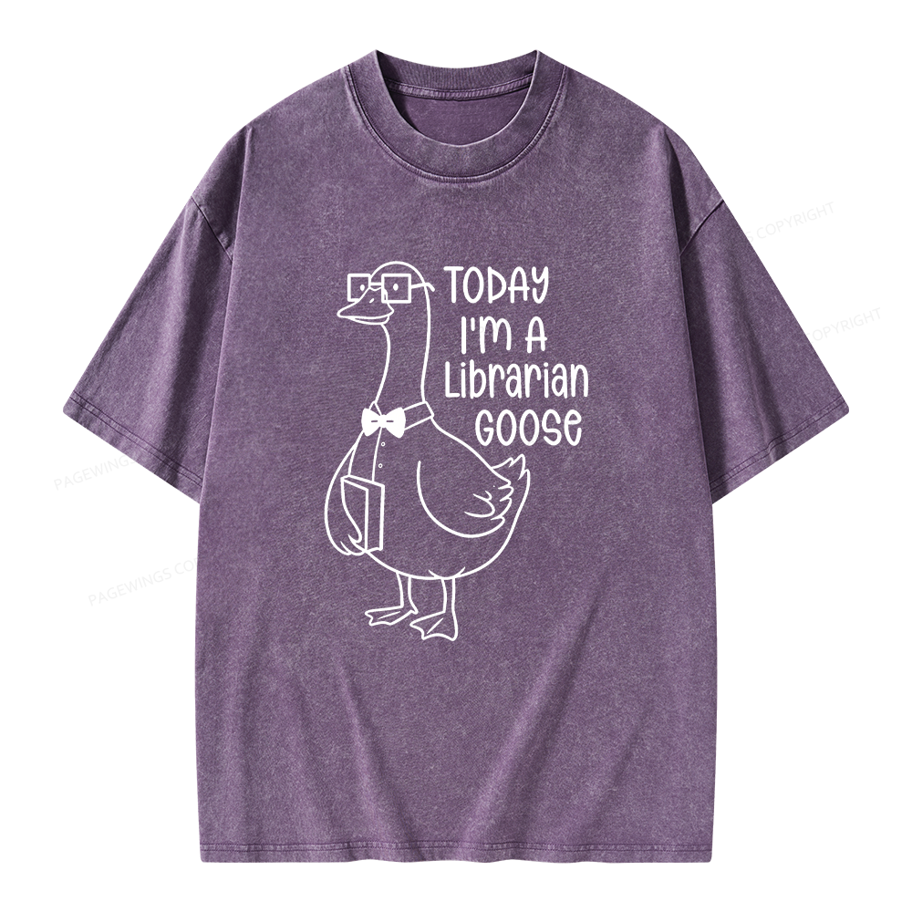 Pagewings Today I’m a Librarian Goose Unisex Washed T-shirt