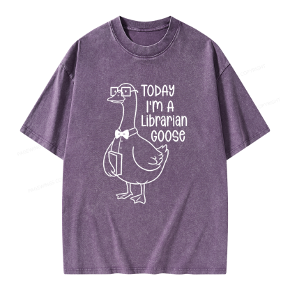 Pagewings Today I’m a Librarian Goose Unisex Washed T-shirt