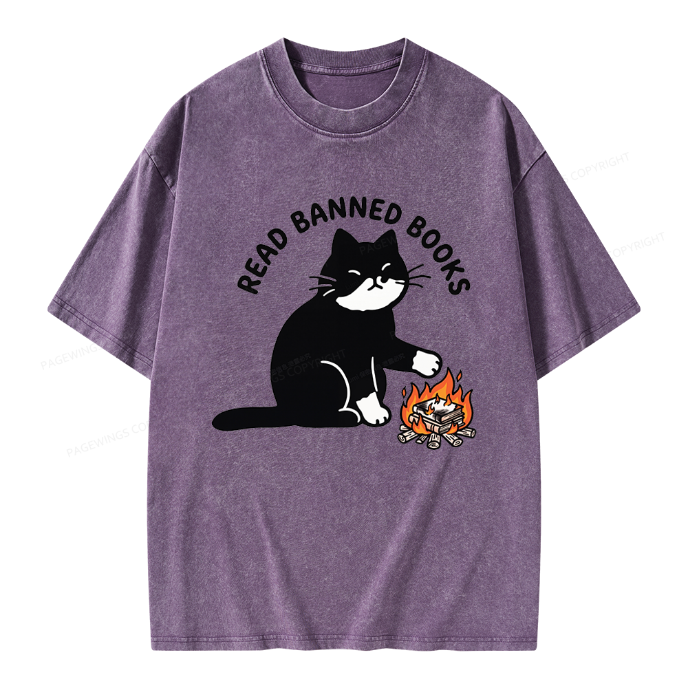 Pagewings Read Banned Books Unisex Washed T-shirt