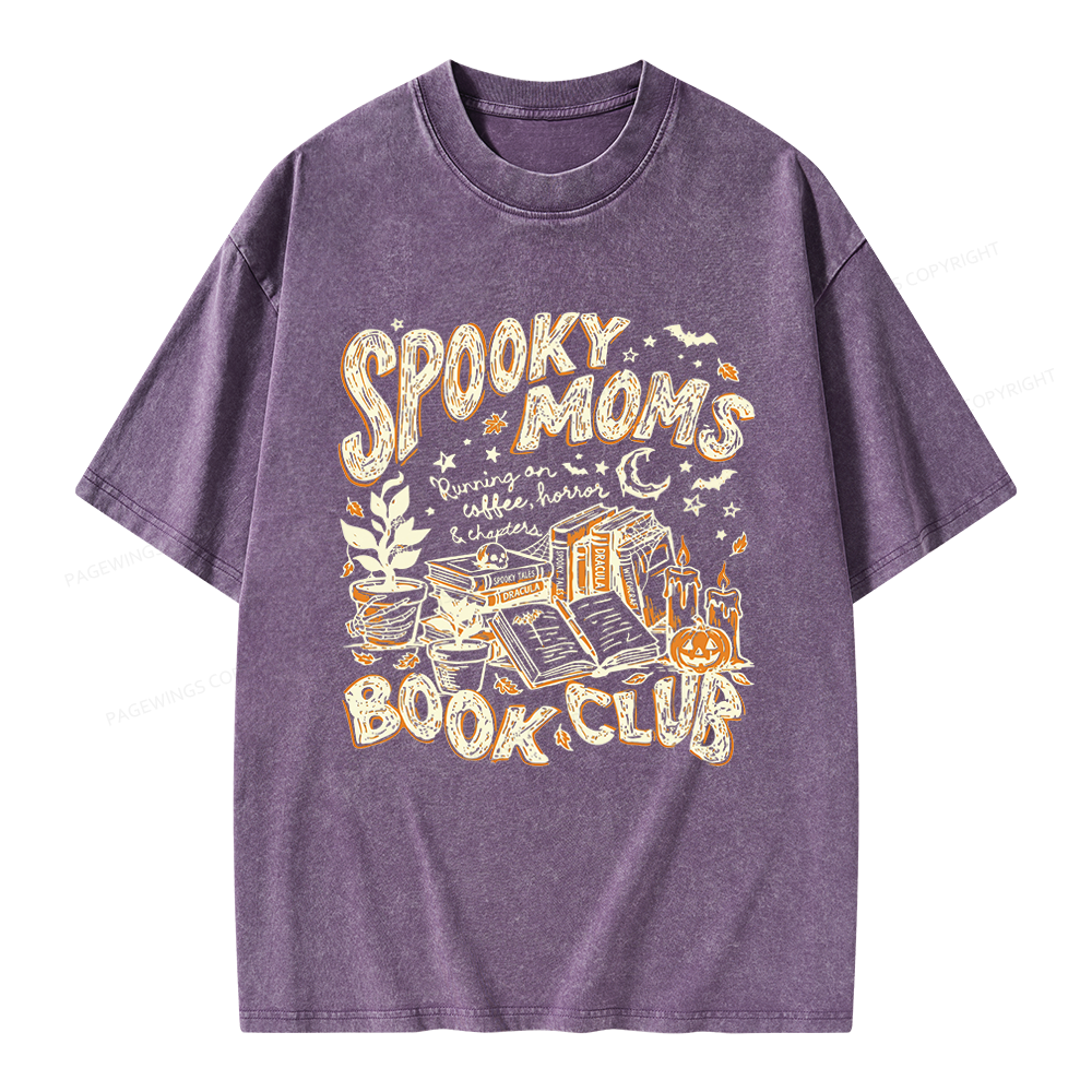 Pagewings Spooky Moms Book Club Unisex Washed T-shirt