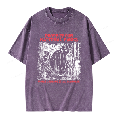 Pagewings Protect Our Parks Vintage Camping Unisex Washed T-shirt