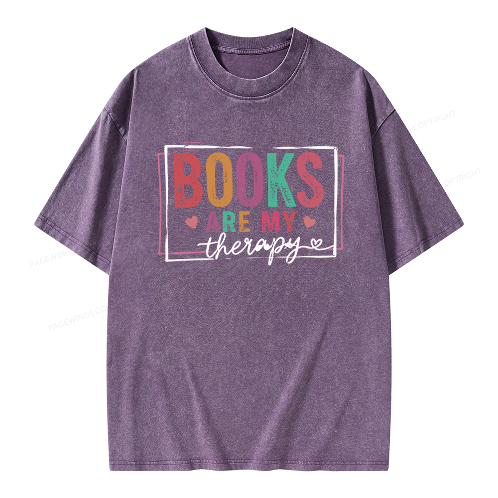 Pagewings Books Are My Therapy Unisex Washed T-shirt