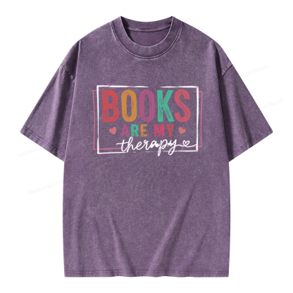 Pagewings Books Are My Therapy Unisex Washed T-shirt