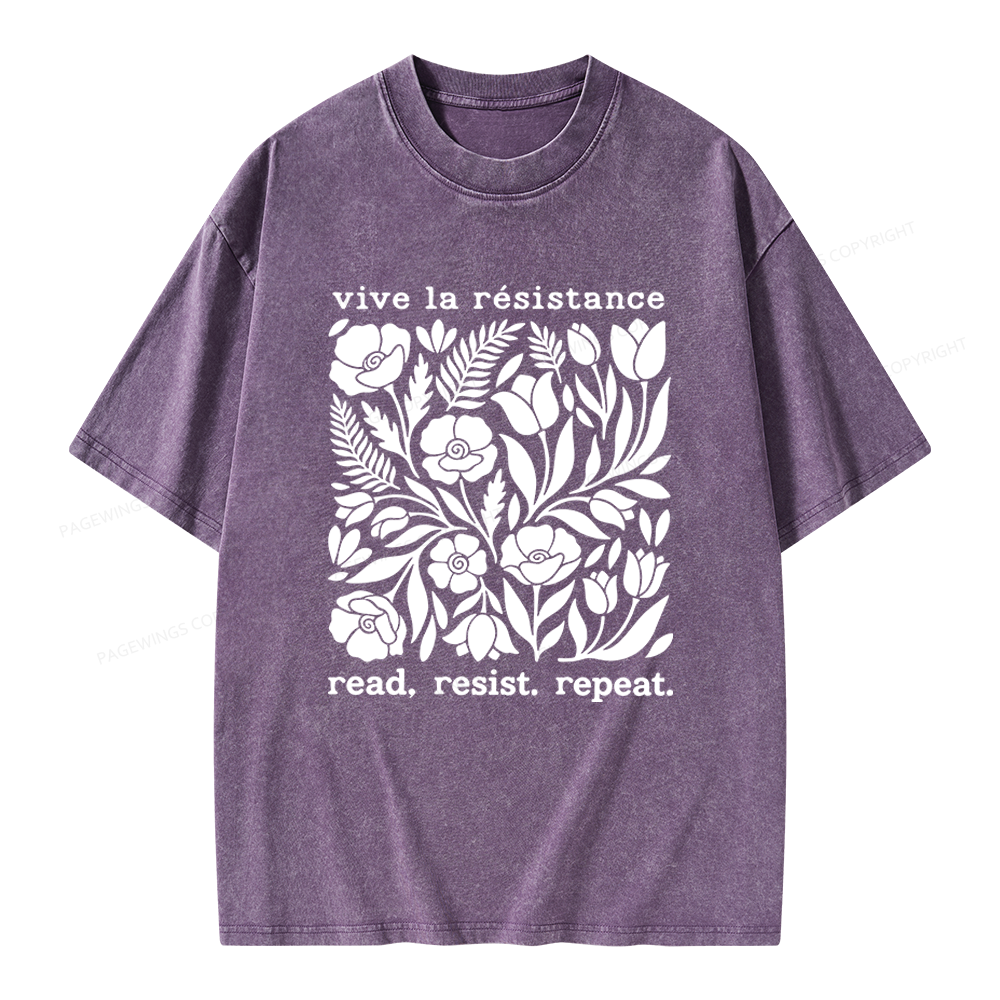 Pagewings Read Resist Repeat Unisex Washed T-shirt