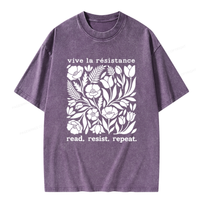 Pagewings Read Resist Repeat Unisex Washed T-shirt