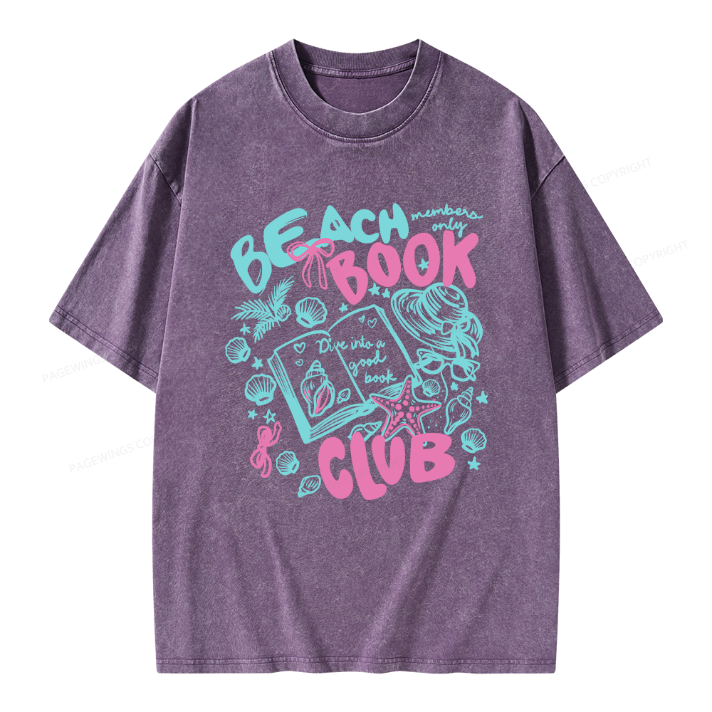 Pagewings Beach Book Club Unisex Washed T-shirt