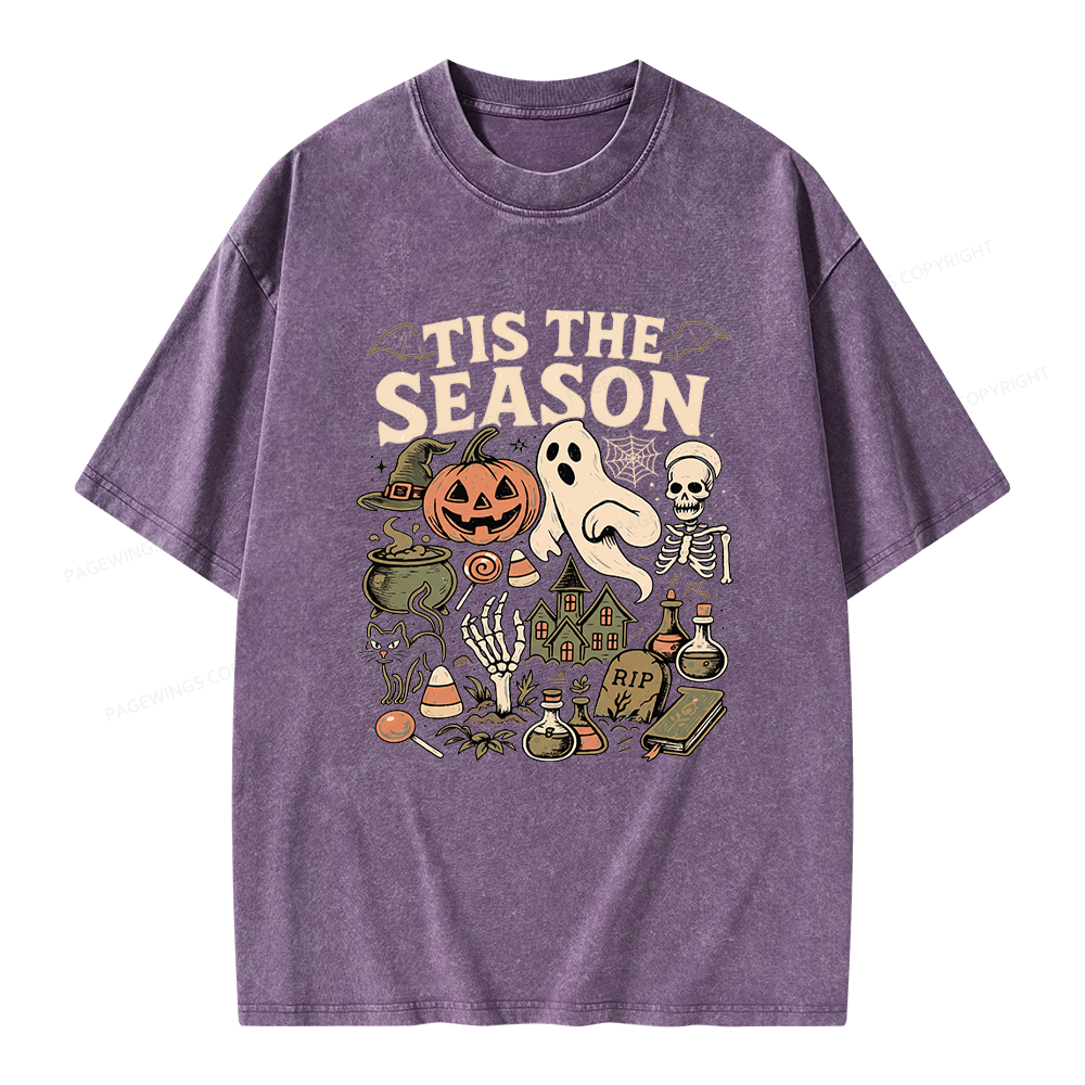 Pagewings Vintage Halloween Unisex Washed T-shirt