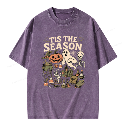 Pagewings Vintage Halloween Unisex Washed T-shirt