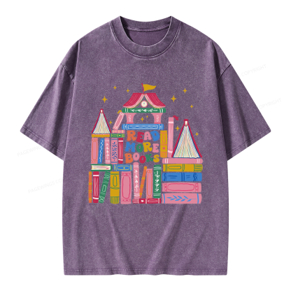 Pagewings Read More Books Unisex Washed T-shirt