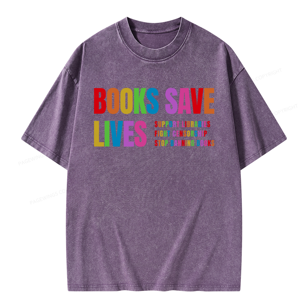 Pagewings Books Save Lives Unisex Washed T-shirt
