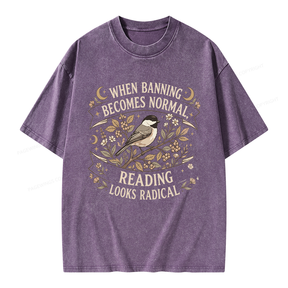 Pagewings Reading Looks Radical Unisex Washed T-shirt