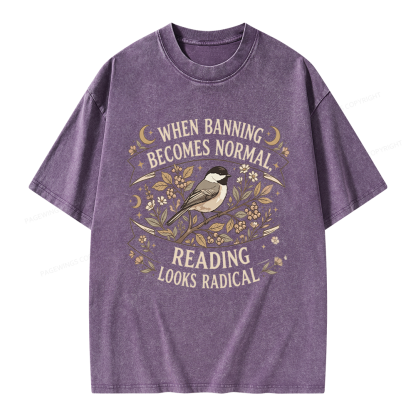 Pagewings Reading Looks Radical Unisex Washed T-shirt