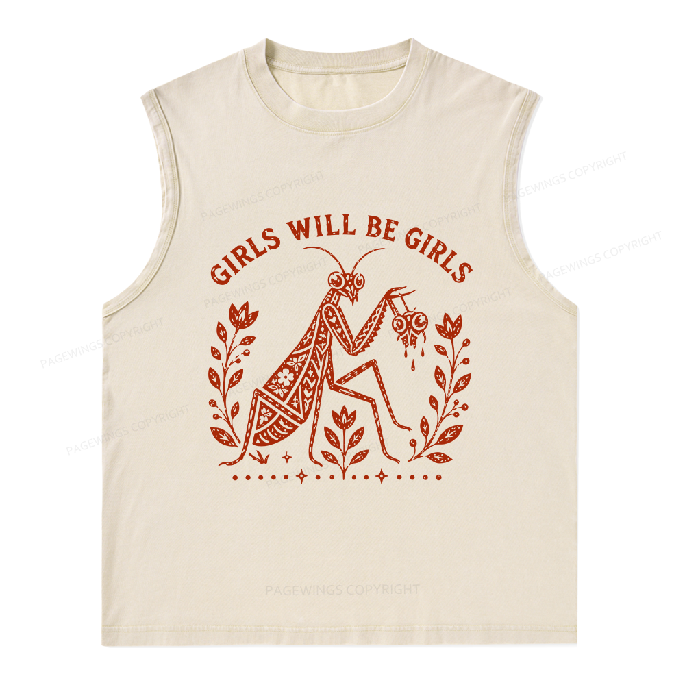 Pagewing Girls Will Be Girls16300 Bookish Unisex Washed Tank Top