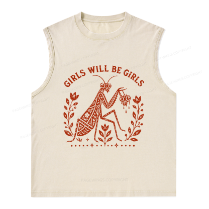 Pagewing Girls Will Be Girls16300 Bookish Unisex Washed Tank Top