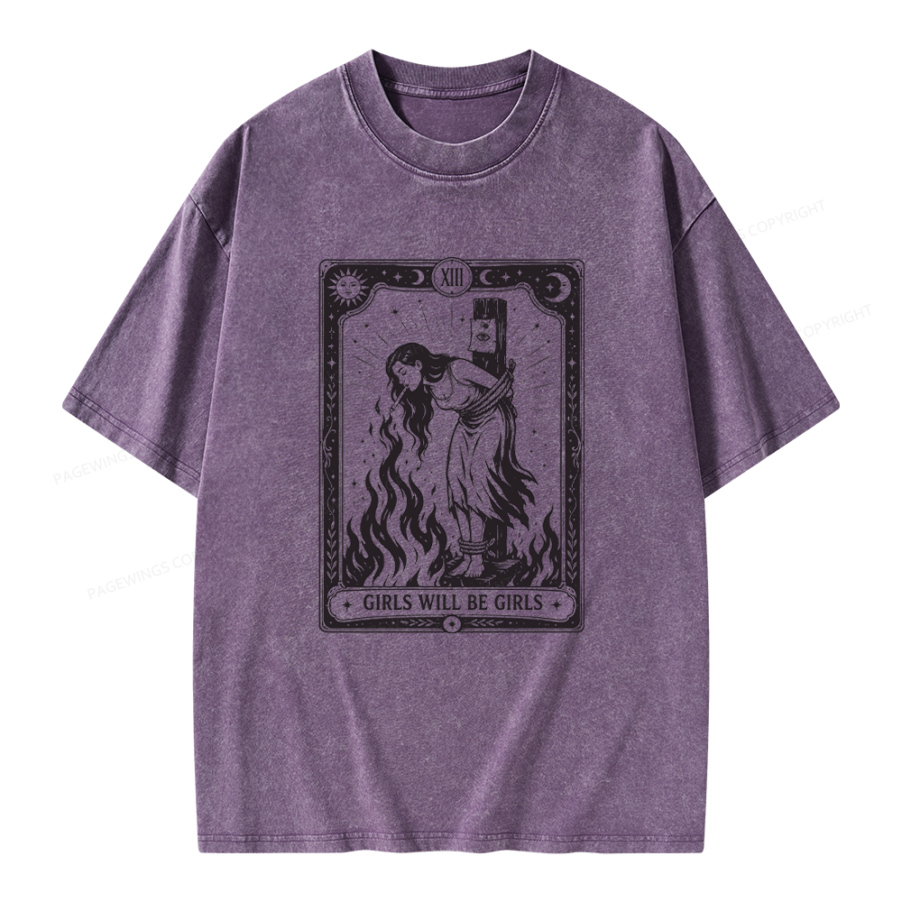 Pagewings Girls Will Be Girls Unisex Washed T-shirt
