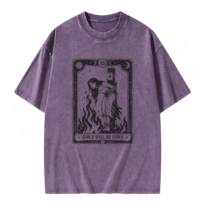 Pagewings Girls Will Be Girls Unisex Washed T-shirt