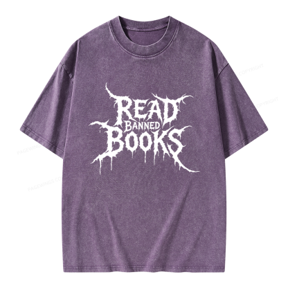 Pagewings Read Banned Books Unisex Washed T-shirt