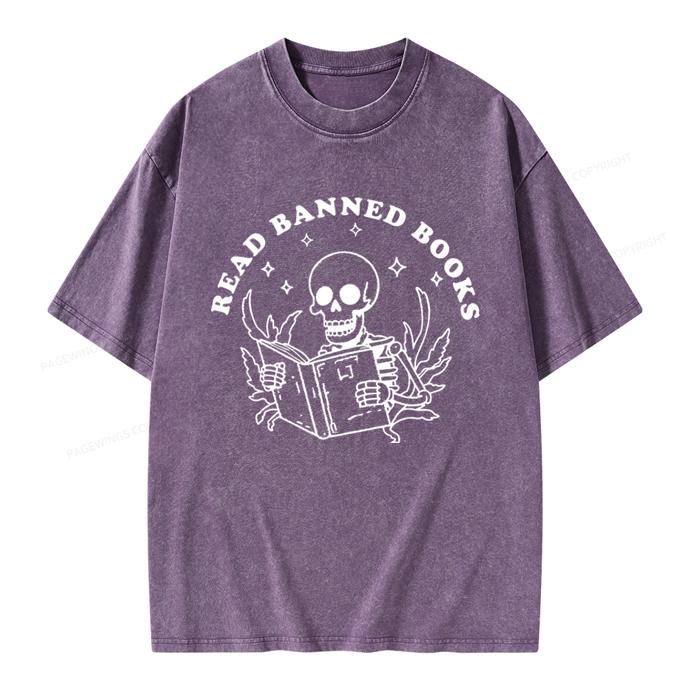 Pagewings Read Banned Books Unisex Washed T-shirt