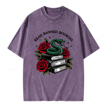 Pagewings Read Banned Books Unisex Washed T-shirt