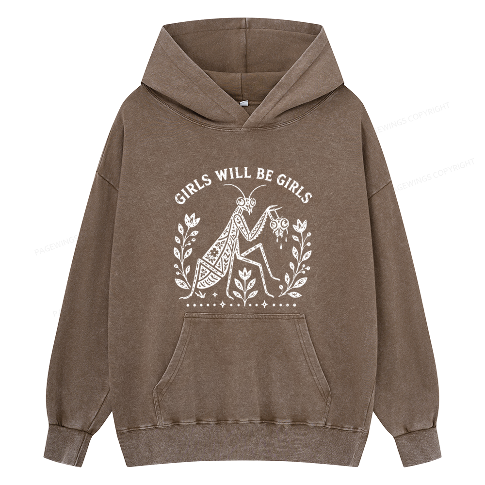 Pagewings Girls Will Be Girls Unisex Washed Hoodie