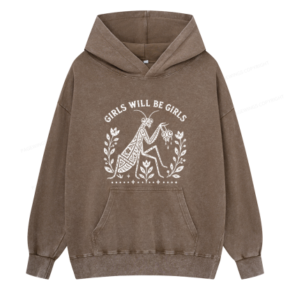 Pagewings Girls Will Be Girls Unisex Washed Hoodie