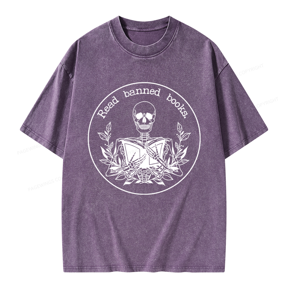 Pagewings Read Banned Books Unisex Washed T-shirt