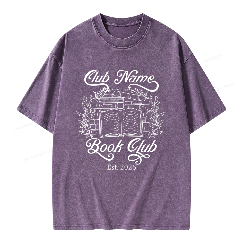 Pagewings Personalized Book Club Unisex Washed T-shirt