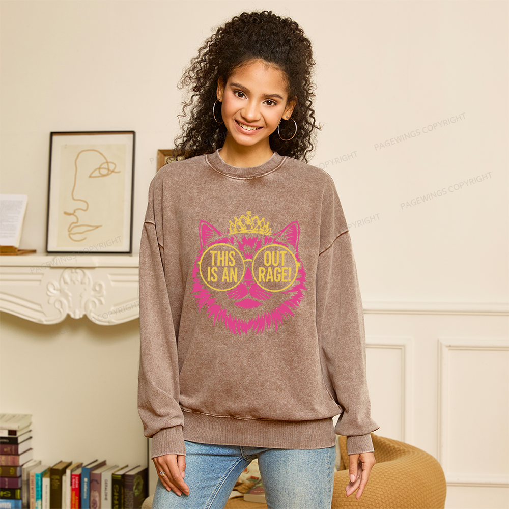 Pagewings This is an Outrage Unisex Washed Sweatshirt