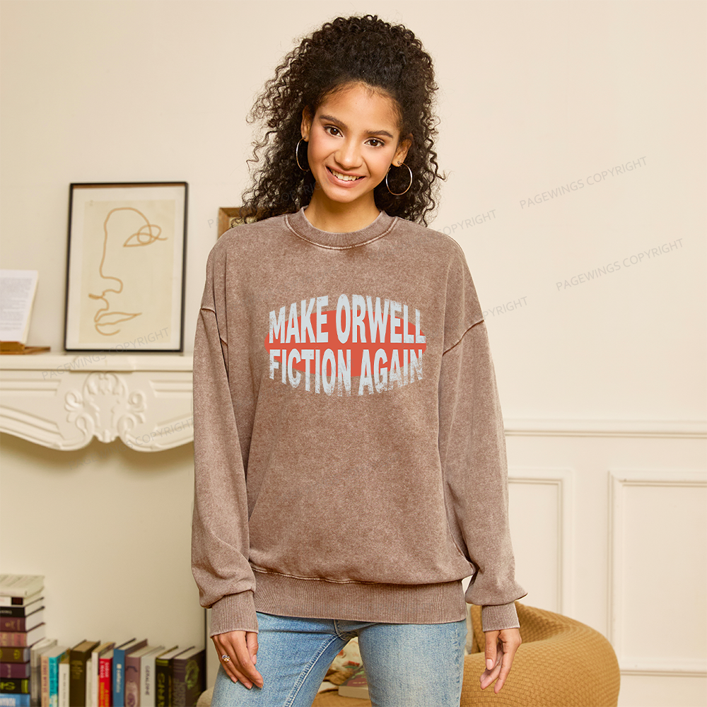 Pagewings Make Orwell Fiction Again Unisex Washed Sweatshirt