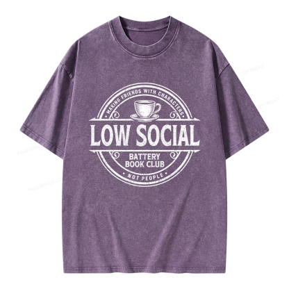 Pagewing Anti Social Book Club Unisex Washed T-shirt