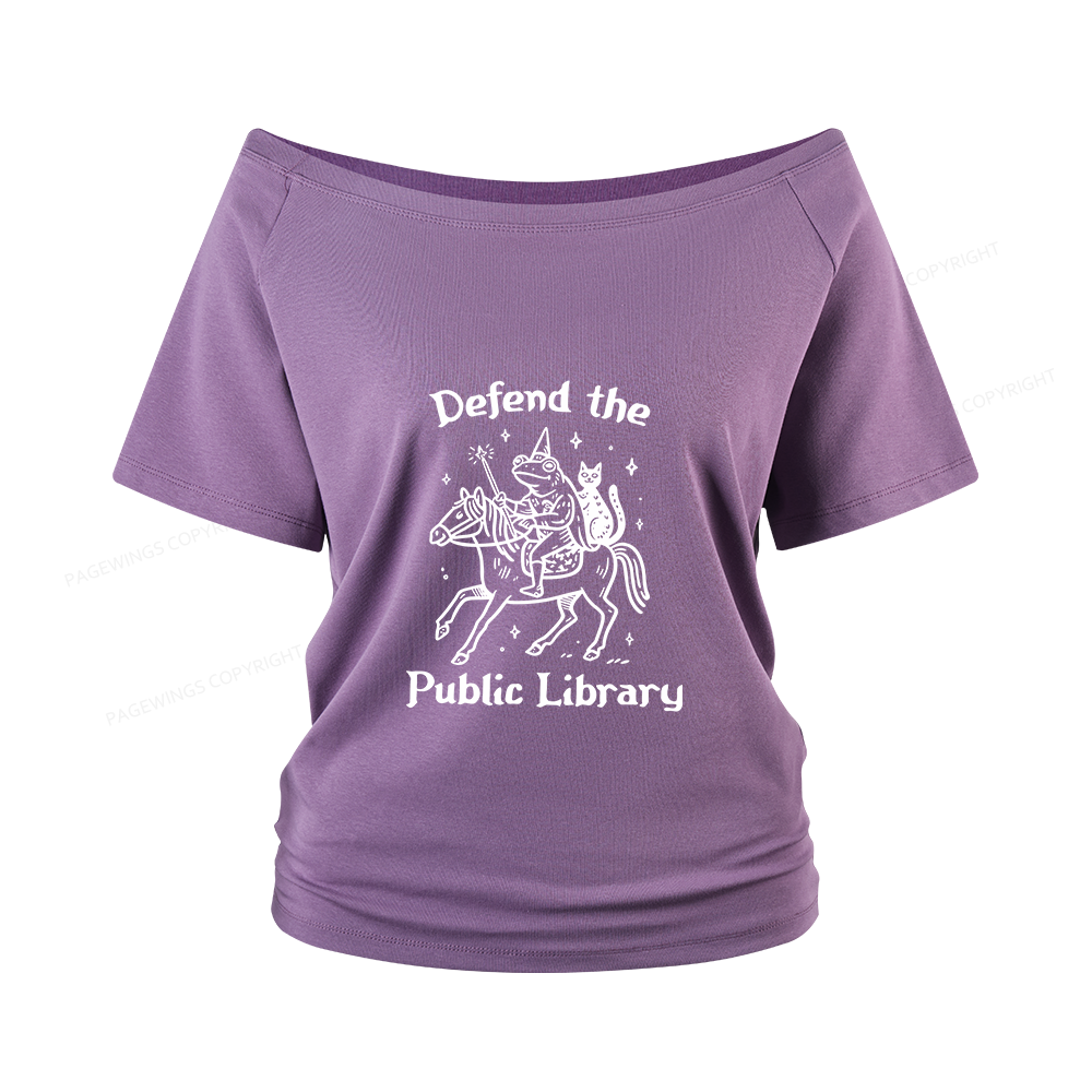 Pagewings Defend The Public Library Women Off Shoulder T-shirts