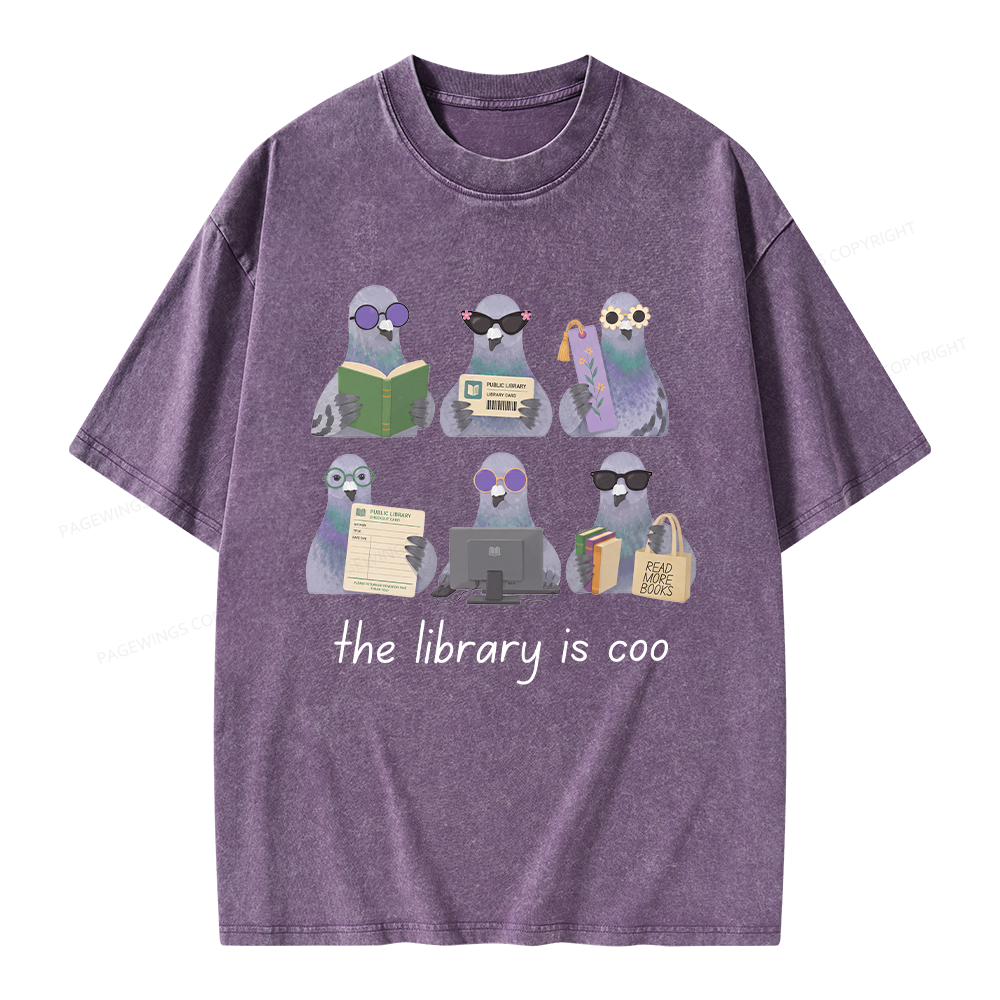 Pagewings Librarian Pigeon Unisex Washed T-shirt