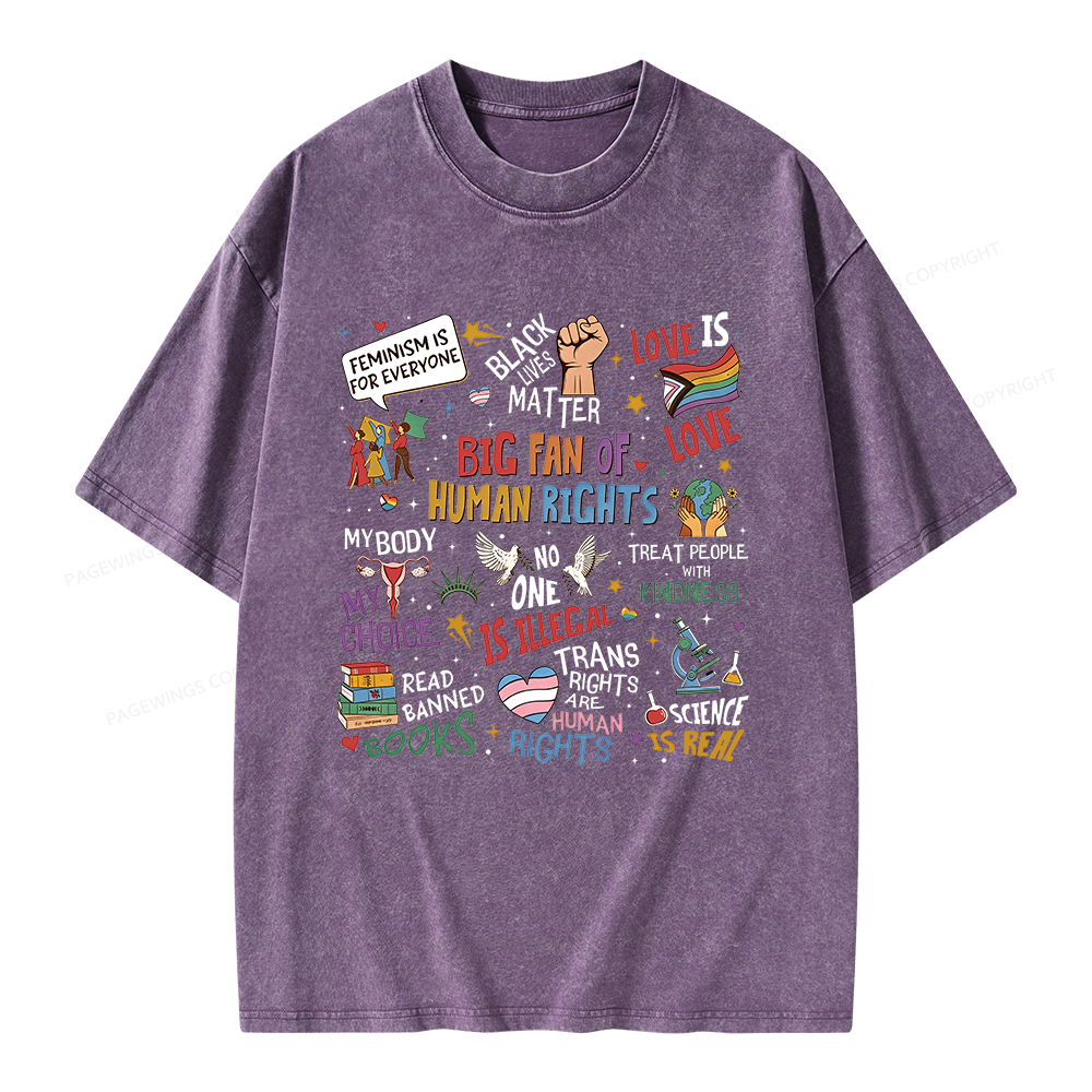 Pagewings Big Fan Of Human Rights Unisex Washed T-shirt