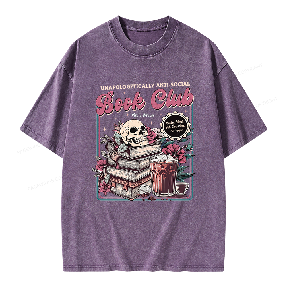 Pagewings Vintage Book Club Unisex Washed T-shirt