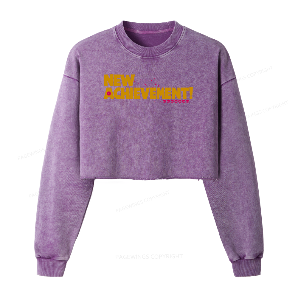 Pagewings New Achievement Women Washed Crop Sweatshirt