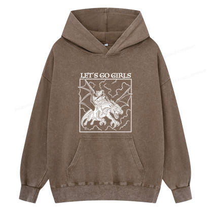 Pagewings Retro Dragon Rider Unisex Washed Hoodie