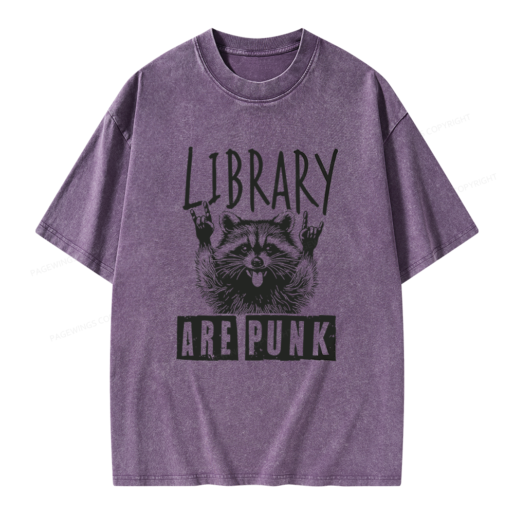 Pagewings Libraries Are Punk Unisex Washed T-shirt