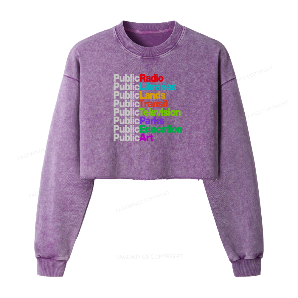 Pagewings Public Libraries Washed Crop Sweatshirt