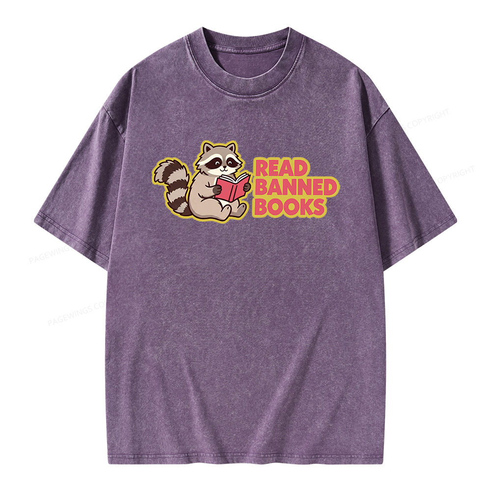 Pagewings Read Banned Books Unisex Washed T-shirt