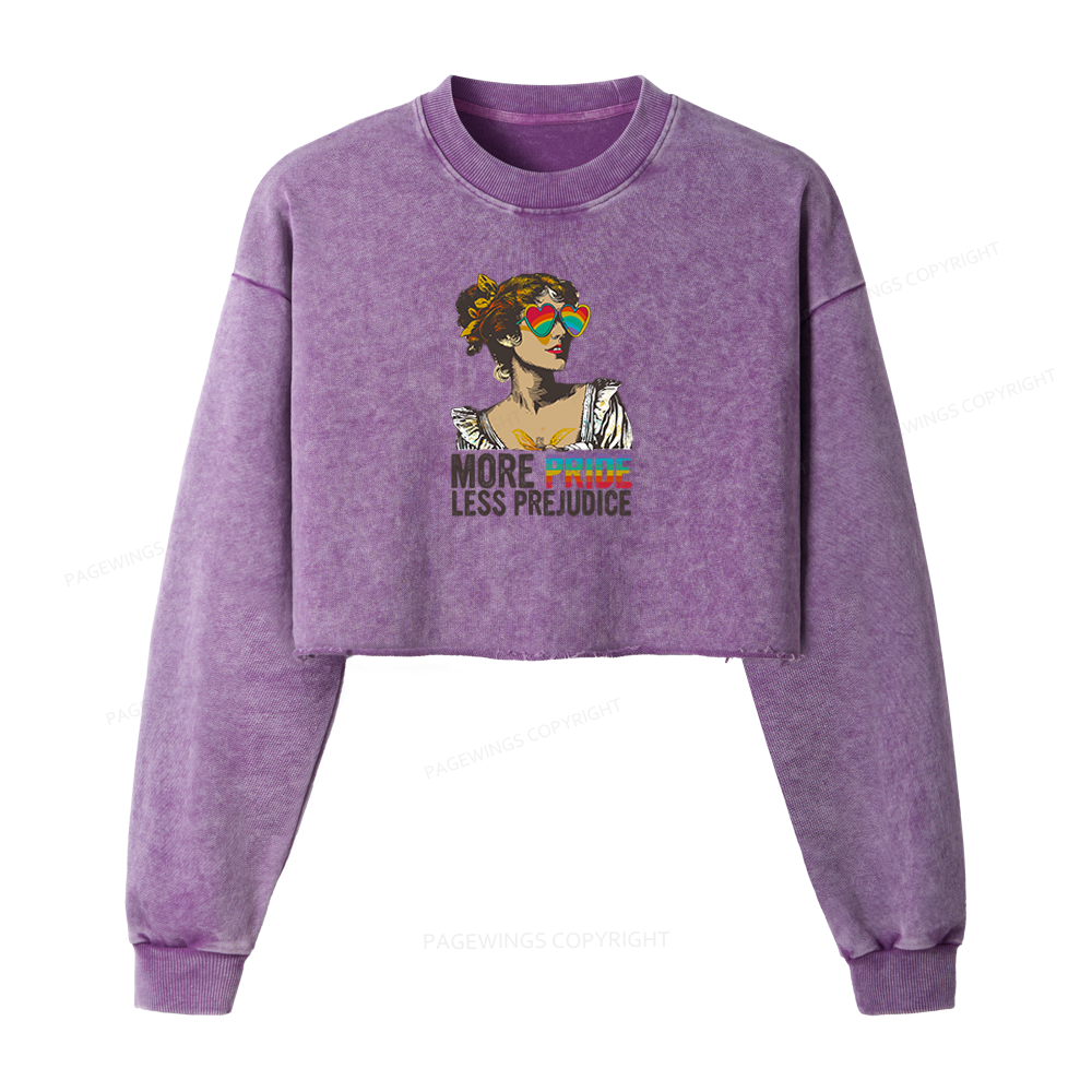 Pagewings More Pride Less Prejudice Women Washed Crop Sweatshirt