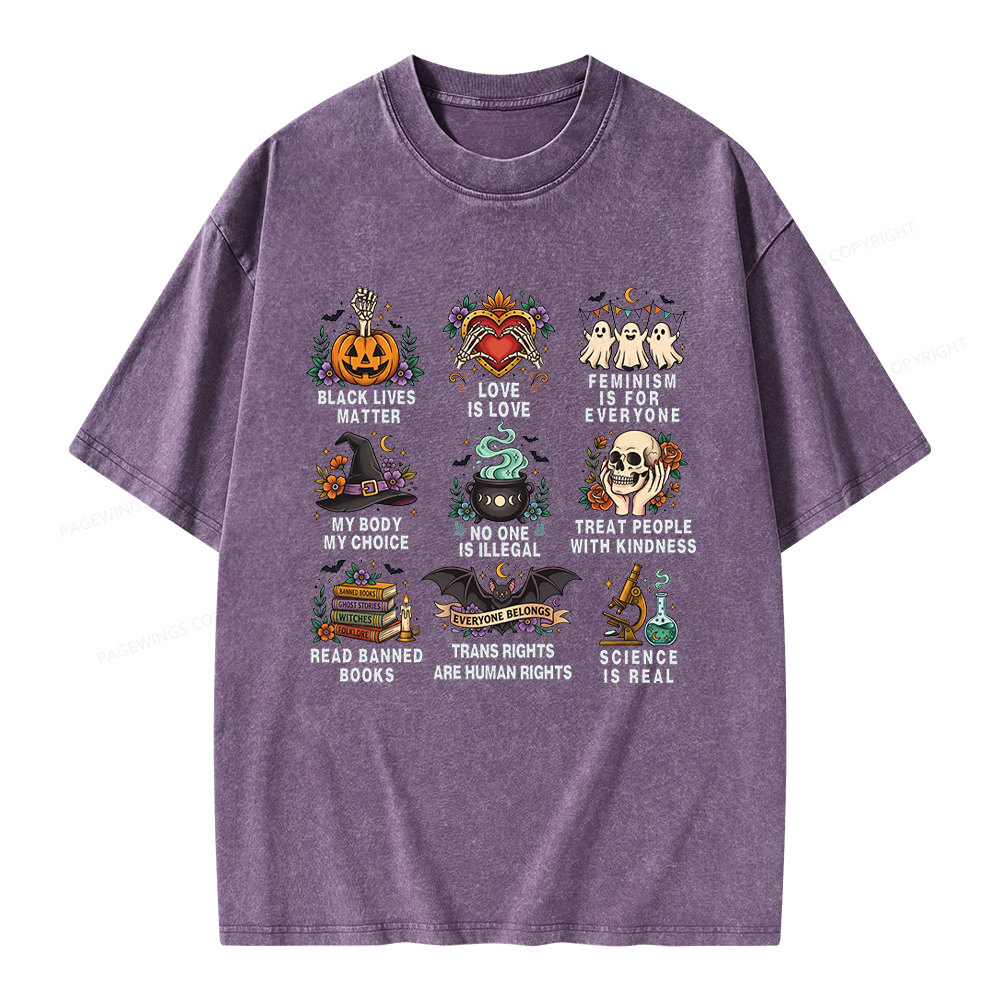 Pagewings Inclusive Halloween Unisex Washed T-shirt