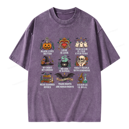 Pagewings Inclusive Halloween Unisex Washed T-shirt